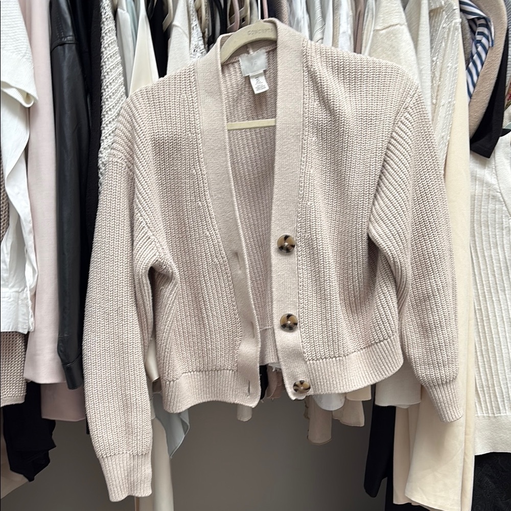 H&M Women's Beige Cardigan Sweater Small